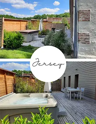 Salon du gîte Jersey avec canapé, gîte 70 m² sur 2 niveaux près de Chambord